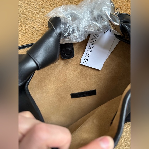 🎄NWT JW Anderson Small Chain Hobo Black Leather Bag - Picture 12 of 14